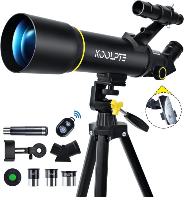 Telescope, 70mm Aperture 400mm AZ Mount Astronomical Refracting Telescope (20x-200x) for Kids & Adults, Portable Travel Telescope with Tripod Phone Adapter, Remote Control, Easy to Use,